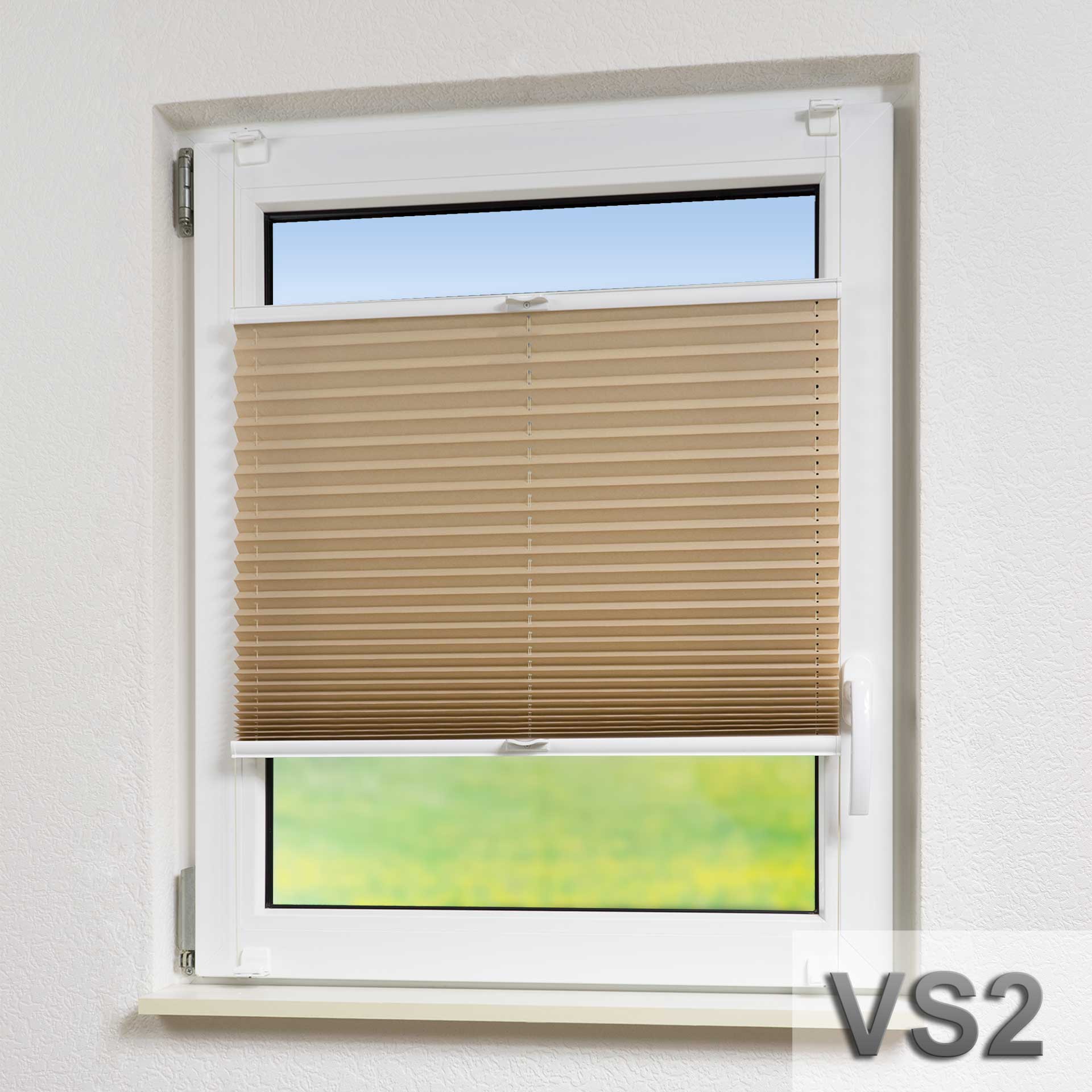 Sonnenschutz-Plissee VS1/VS2 für Fenster | mit Bediengriff Sonnenschutz-Plissee VS1/VS2 für Fenster | mit Bediengriff