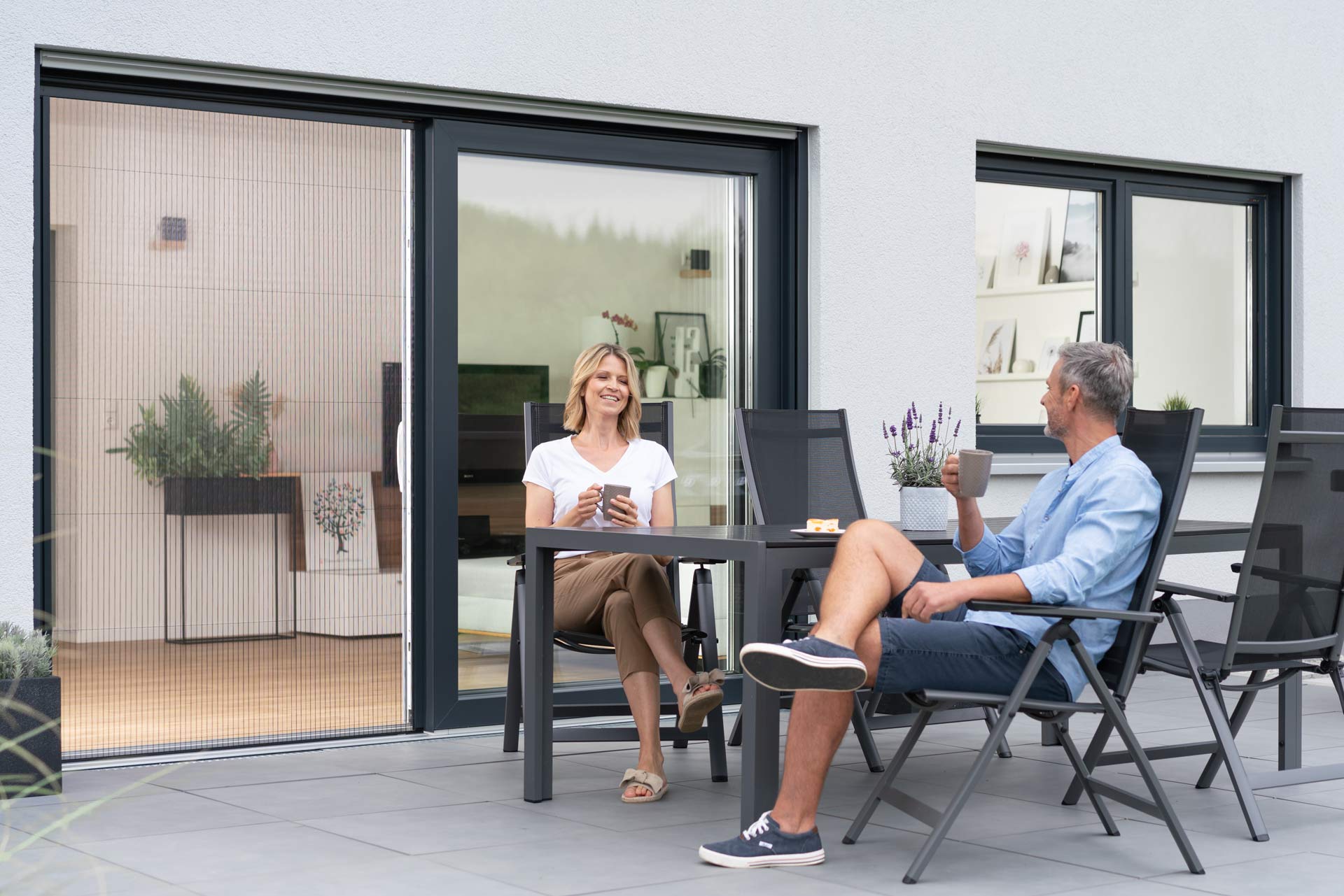 Plissee Terrassentür | Befestigung seitlich | für 18 - 22 mm Platz | Slimline18Pro