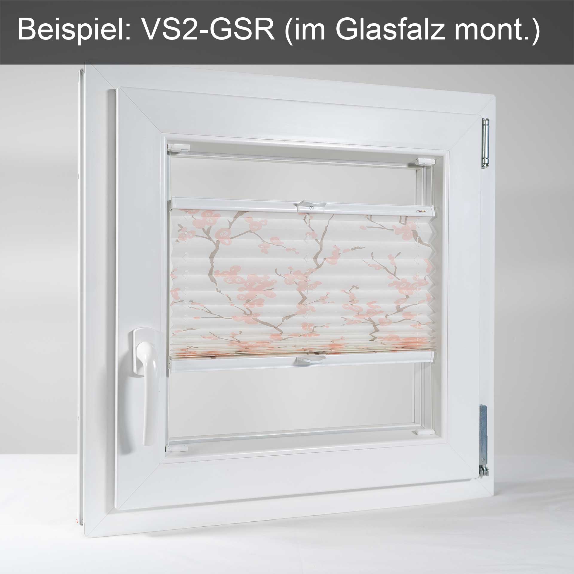 Sonnenschutz-Plissee VS1/VS2 für Fenster | mit Bediengriff Sonnenschutz-Plissee VS1/VS2 für Fenster | mit Bediengriff