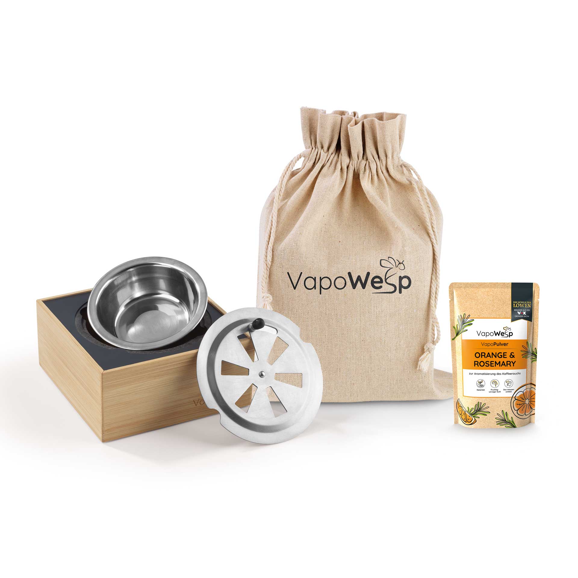 VapoWesp - Räucherbox inkl. Pulver Orange & Rosemary