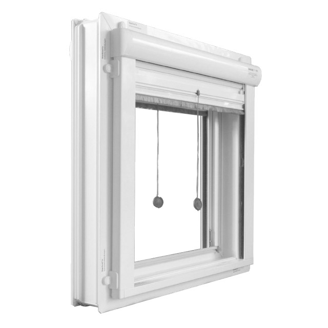 Échantillon de produit: Cadre enroulable StarlineFix (50x50 cm) Fliegengitterplissee geöffnet