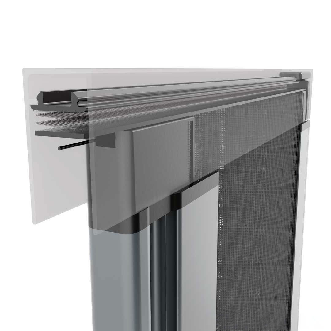 Insektenschutzplissee-Rahmen in Aluminium-Profil in Nahaufnahme