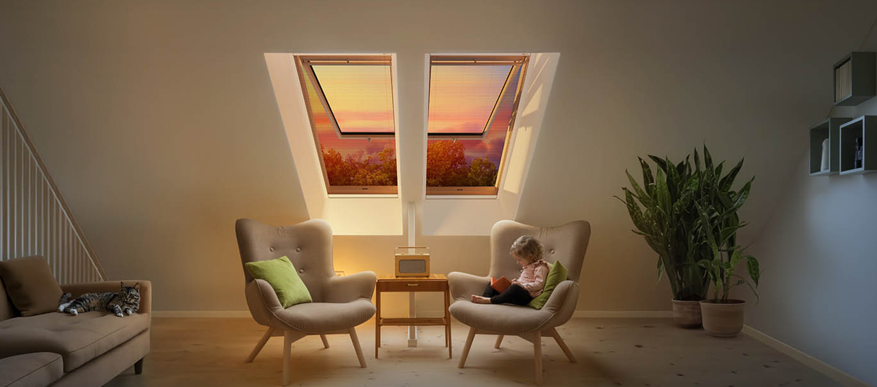 Fliegengitter Dachfenster bei Nacht