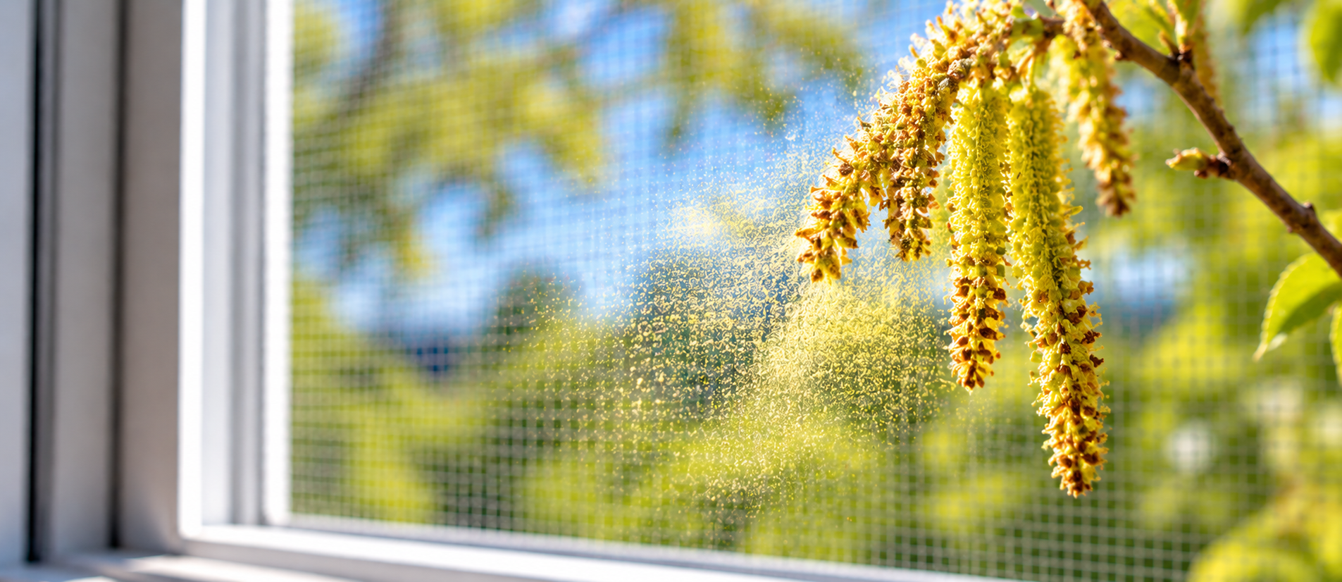 Frühlingspollen im goldenen Sonnenlicht