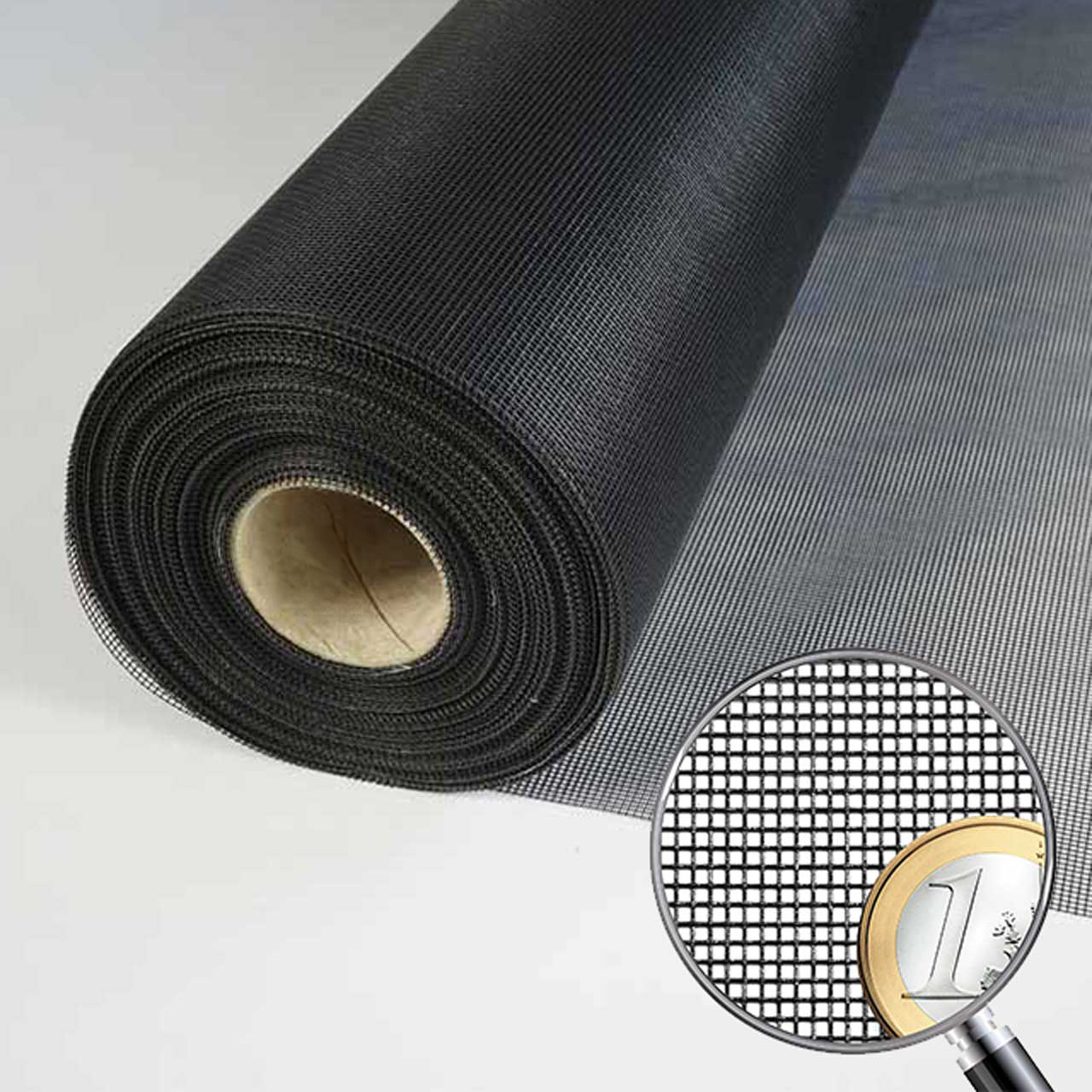 Toile moustiquaire noir, largeur 1,40 m Système: Filets, Fibre de verre noir Variante: 12,5 m de long