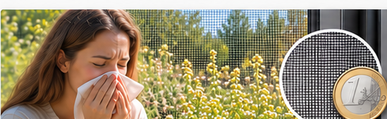 PollProtection Pollenschutznetz mit Maschenvergleich zur Euromünze