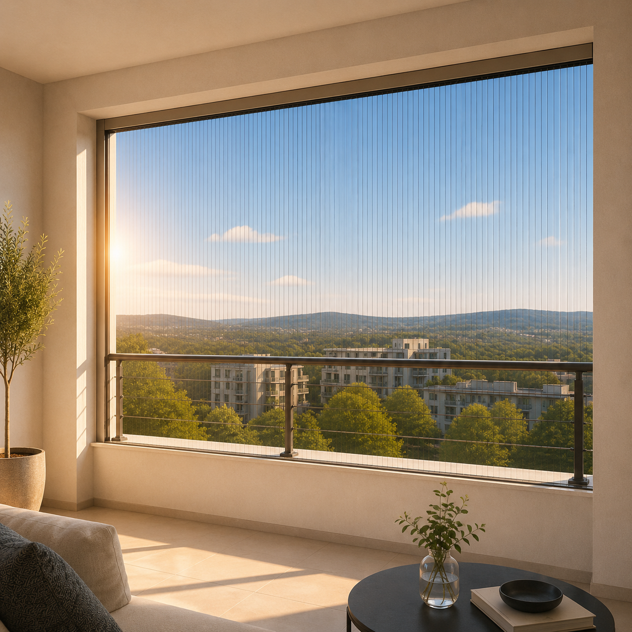 Plissee am Balkon