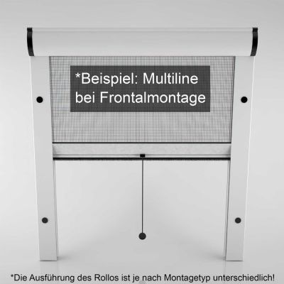 Fliegengitter illustriert Frontmontage mit Beschriftung.
